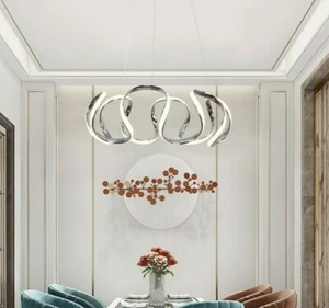 LUXURY ITALIAN MODERN LED GOLD CHROME GREY BROWN LIGHT CHANDELIER PENDANT NEW - Picture 1 of 4