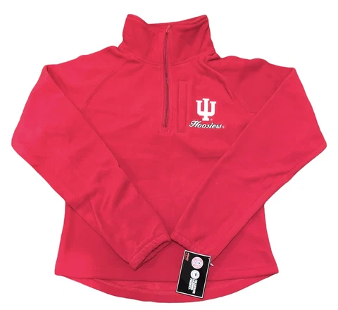 Indiana Hoosiers Genuine Stuff Red 1/4 Zip Polar Fleece Jacket Womens NEW!! Cover