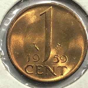 1959 Netherlands Uncirculated One Cent Foreign Coin #1486 - Picture 1 of 2