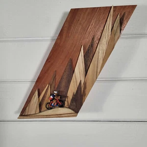 Handmade cycle art bicycle & mountains landscape artwork plaque cycling design - Picture 1 of 7
