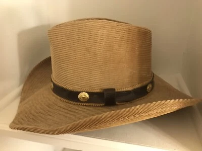De colección Resistol Diligencia Marrón Pana Banda Conformadora Vaquero Western Sombrero 7 1/8 Foto 1 de 3