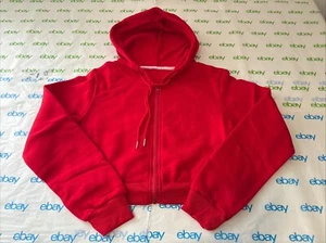 Shein Jr Women Cropped Full Zip Pocket Hoodie Red Size XS - Picture 1 of 12