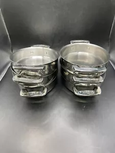 All Clad Stainless Steel 7" Oval Baker Au Gratin Serving Dish Set of 6 - Picture 1 of 6