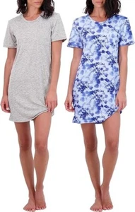 (2) Short Sleeve Nightshirts~Short Nightgowns/Gowns/Sleep Dress sz L Very Soft! - Picture 1 of 5