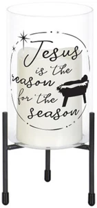 Glass Hurricane Lamp - LED - "Jesus is the Reason..." - 68894 - Picture 1 of 1