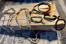 Schmuck SET Indianerschmuck 6 Teilen Kette+Armband Leder-Silber -Perlen Jewelry