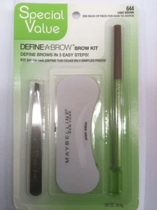 KIT MAYBELLINE DEFINE-A-BROW MARRÓN CLARO # 644 NUEVO. - Imagen 1 de 1