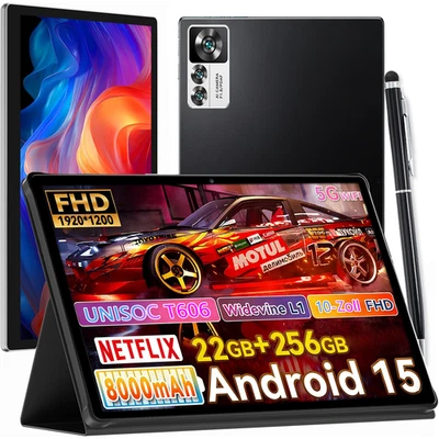 Android 15 Tablet  10 Zoll 22+256GB 8000mAh WiFi-6 Screen Mirroring/Doppelte App - Bild 1 von 4