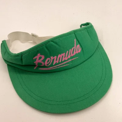 Vintage Bermuda wide brim sunvisor hot pink on green - Image 1 of 3