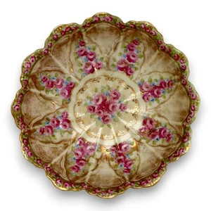 Gold Encrusted Japanese Footed Antique Decorative Fruit Bowl 11" Porcelain - Picture 1 of 9