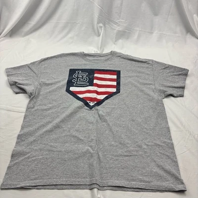 Men's 2XL Grey St Louis Cardinals MLB Baseball T-Shirt Crew Neck Short Sleeves - Image 1 of 4