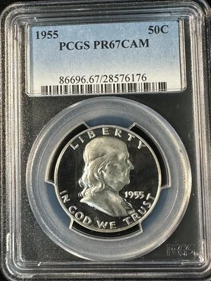 1955 Proof Franklin Half Dollar PCGS PR67CAM   PR 67 CAM  CAMEO   #6176 - Image 1 of 2
