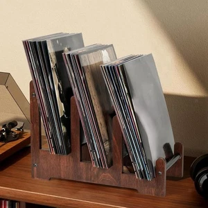 Vinyl Records Storage Holder Stand 3 Layers Simple Wood Table Multipurpose Rack - Picture 1 of 6