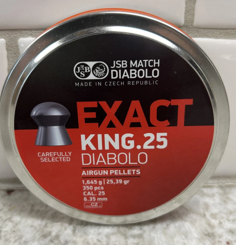 JSB Match Diabolo Exact King .25 Cal 25.39 Grains Domed 350ct X 3 Cans