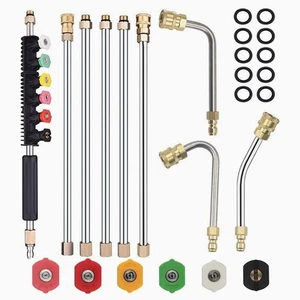 97.5" Pressure Washer Gun Extension Wand and 6 Nozzle Tips Set for AC Cleaning - Picture 1 of 2