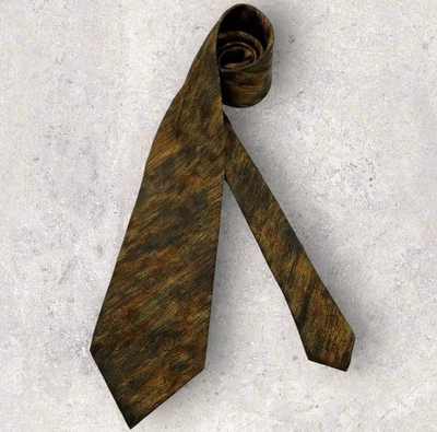 NEW CERRUTI 1881 Brown/Beige/Green Art Silk LUXURY Tie FRANCE - Imagen 1 de 4