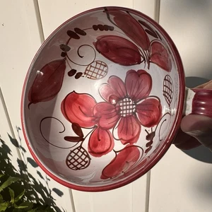 Tazza caffè zuppa cappuccino oversize dipinta a mano ceramica italiana rosso bianco 16 oz - Foto 1 di 10