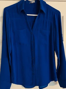 Blusa Express Azul Real 100% Poliéster Mujer’s S Manga Larga - Imagen 1 de 6