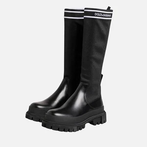 NEU DOLCE GABBANA Damen Schwarz Kunstleder Halbhoch Blockabsatz Stiefel 40 €1030 - Bild 1 von 10