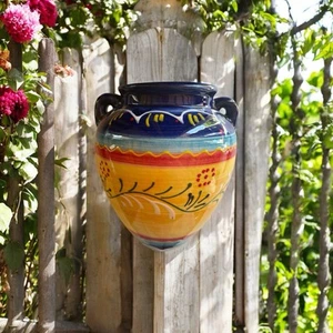 Handmade Spanish Ceramic Large Orza Wall Planter | 22cm x 19cm | Amarillo Design - Picture 1 of 2