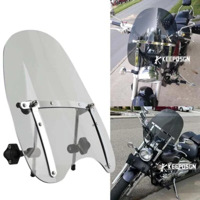 For Honda Shadow Ace 750 Rebel VTX 300 1" or 7/8'' Handlebar Smoke Windshield - Image 1 of 4