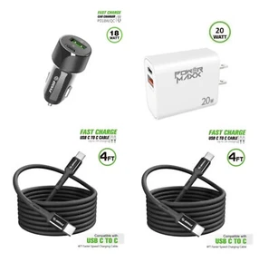 18W Car + 20W Home Charger + 2X USB Type C to C For Motorola Moto G 5G 2024 - Picture 1 of 6