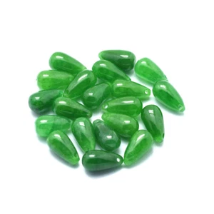 10pcs Natural Burmese Jade Gems Mini Charms Smooth Drop Stone Pendants 12x6mm - Picture 1 of 2
