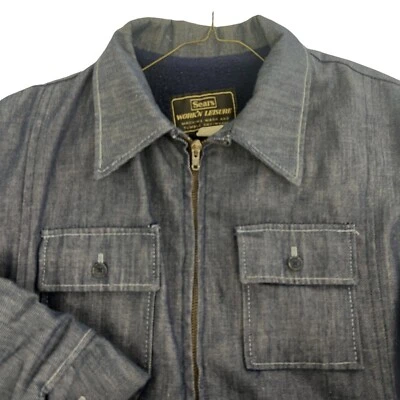 Chaqueta de Trabajo Vaquera De Colección Sears Work'n Leisure Forrada de Piel Polar Para Hombres Azul XL Foto 1 de 4