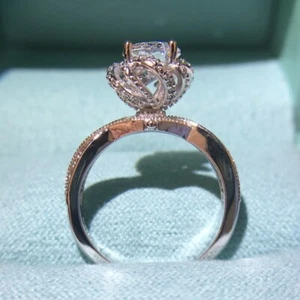 1.5ct Luxury Flower AAA CZ Twisted Band White Gold Filled Wedding Ring Size 5-10 - Picture 1 of 8