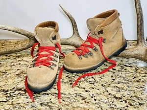 VINTAGE Mens Mountaineering HIKING Climbing SUEDE BOOTS 13” Sole - Picture 1 of 12