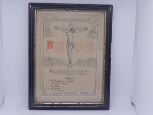 Imagen antigua de confirmación 1894 | Marco de madera vidrio | Decoración de pared vintage pieza de coleccionista - Imagen 1 de 11