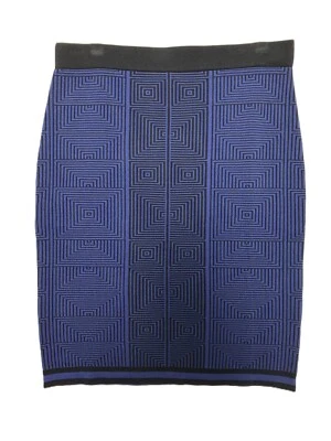 Studio M Stretch Knit Skirt Large Purple & Black Pull On Casual Knee Length - Image 1 of 4