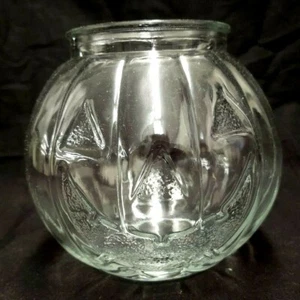 Tazón o jarrón de calabaza vintage de vidrio transparente Jack-O-Lantern 5"" de alto x 5"" de ancho - Imagen 1 de 4