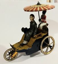 Antique Lehmann Driver & Rider Wind Up Toy Tin Auto Onkel Germany