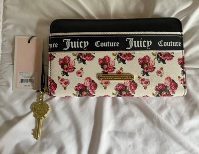 Cartera sin asas grande con cremallera Juicy Couture, "Varsity Blooms" | Rosas florales Foto 1 de 4