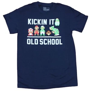 Super Mario Brothers Adult New T-Shirt - Kickin it old School 8-Bit Line Up - Picture 1 of 1