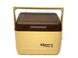 GOTT TOTE 6 Retro Vintage Personal COOLER Brown and Tan Ice Chest Model 1806 USA - Picture 1 of 12