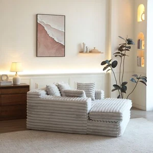 Chaise Lounge Indoor Upholstered Sofa Bed Throw Pillows Armrests Sleeper Chair- - Picture 1 of 3