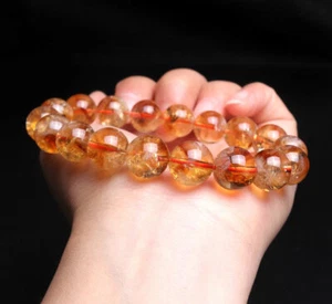 11,8 mm Bracciale Perline Cristallo Quarzo Fantasma Piramide Gialla Naturale C0237 - Foto 1 di 6