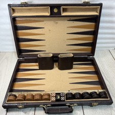 Vintage Backgammon Set - ARIES of Beverly Hills Leather Briefcase Travel Case