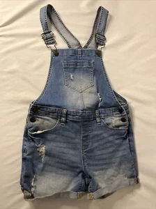 Girl’s SO Blue Denim Short Ripped - Look Overalls, Size 14 - Picture 1 of 5