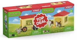 Schleich Farm World Mobiler Hühnerstall 42572 + Hundehütte 42573 Bundel Tier Set - Bild 1 von 2