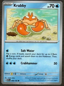 White Spot Error! Krabby 098/165 Common Scarlet and Violet 151 Pokemon TCG - Picture 1 of 3