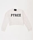 Pyrex Girls Crop Sweatshirt Jumper 7 8 Years White Vintage Mx02