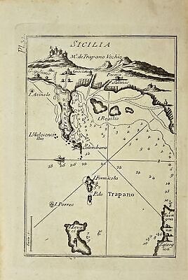 Antique Map - Harbour Plan Of Bay & Port Of Trapani - Sicily, Italy - Ionian Sea • 207.07$