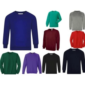 KIDS SCHOOL JUMPER CREW NECK FLEECE SWEATSHIRT BOYS GIRLS UNISEX SCHOOL JUMPERS - Picture 1 of 11