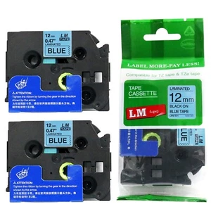 2/Pack 12 mm Schwarz auf Blau Band für P-Touch Modell PT520, PT-520 Etikettiergerät - Bild 1 von 1