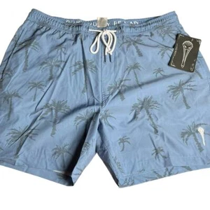 Mens Mad Pelican Swimming Pants XL Lined Pockets NWT Blue Grey Palmtree Print - Picture 1 of 9