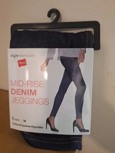 Jeggings de tiro medio de mezclilla azul oscuro talla mediana Hanes para mujer nuevos con etiquetas - Imagen 1 de 1