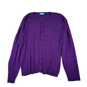 FAYT Label Sweater Womens Size 22-24 Purple Button Front Cardigan Viscose Nylon - Bild 1 von 14